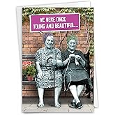 NobleWorks - 1 Funny Card for Birthdays - Grandparents Humor, Bday Notecard Stationery - Young and Beautiful C3635BDG