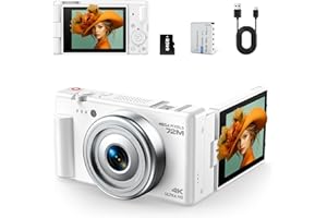 4K Digital Camera for Photography, 72MP Autofocus 2.8" 270°Flip Screen Vlogging YouTube Camera, 18X Zoom Compact Travel Camer