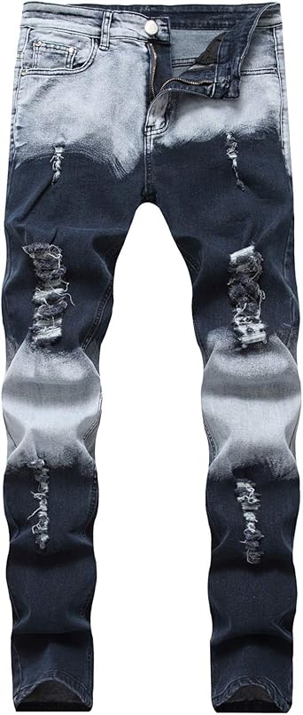 Wantess Slim-Fit-Jeans für Herren mit Farbblockierung Stretch Stretch