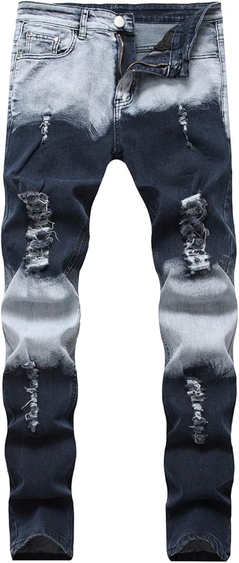 Wantess Slim-Fit-Jeans für Herren mit Farbblockierung Stretch Stretch