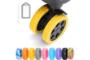 DIGIGRE Luggage Wheel Covers, 8 PCS Silicone Wheel Protector Covers for 2-2.6 inches 8-Spinner Wheels, Wear-Resistant, Anti-Noise, Yellow