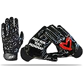 Just for You Momma Football Receiver Gloves Sticky Grip Youth Adult | Black White Battle College Lineman Football Gloves Adult Youth Men&rsquo;s Small to XXL Size Money