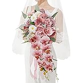 Serwalin 11Inch Wedding Bouquet Dusty Rose Cream Bridal Bouquets for Bride Bride Bouquets for Wedding Ceremony and Anniversary Day Decor