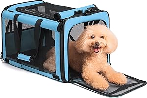 Paw Ballet Pet Carrier, Collapsible Large Cat Carrier for 2 Cats, Soft Top Load Cat Carrier Bag for Small Medium Large Cat & Dog Under 30 lbs, Cat Travel Carrier Bag with Safety Lock Zipper, Blue