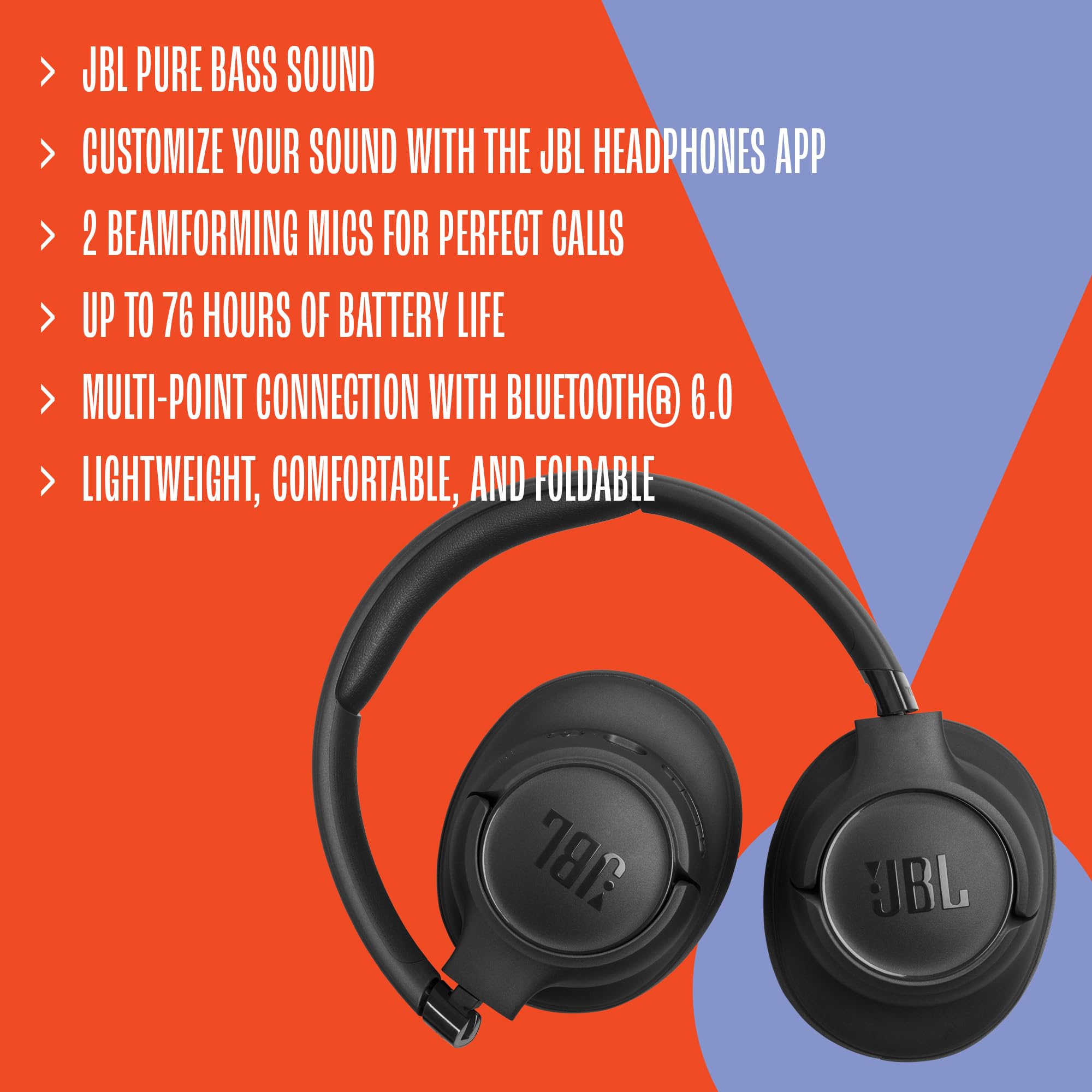 JBL Tune 730 BT Wireless Over-Ear-Kopfhörermit JBL Pure Bass Sound, Bis zu 76 Stunden Musikwiedergabe, Bluetooth 6.0, leichtem, faltbarem Design, Google Fast Pair, Microsoft Swift Pair,Beige 4