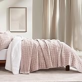 RECYCO Luxury Velvet Quilt Twin/Twin XL Size Bedding Set, Ultra Soft Velvet Comforter Set, Lightweight Quilted Channel Box Stitch Oversized Bedspread Coverlet for All Season, with 1 Sham, Rose Pink