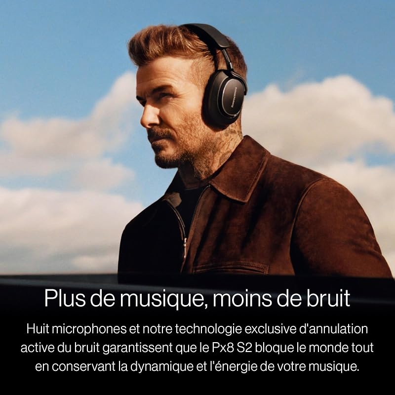 Px8 S2 Noise Cancelling Wireless Headphones with Bluetooth Audio, & Quick Charge, 30 Hours of High-Resolution Playback and Built-in Microphone – Warm Stone