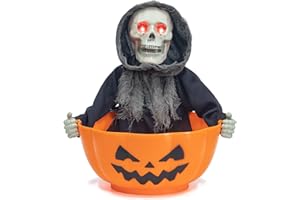 ITART Halloween Candy Bowl Black Grim Reaper Animated Candy Dish Halloween Decorations for Treat or Trick Candy Container Holder