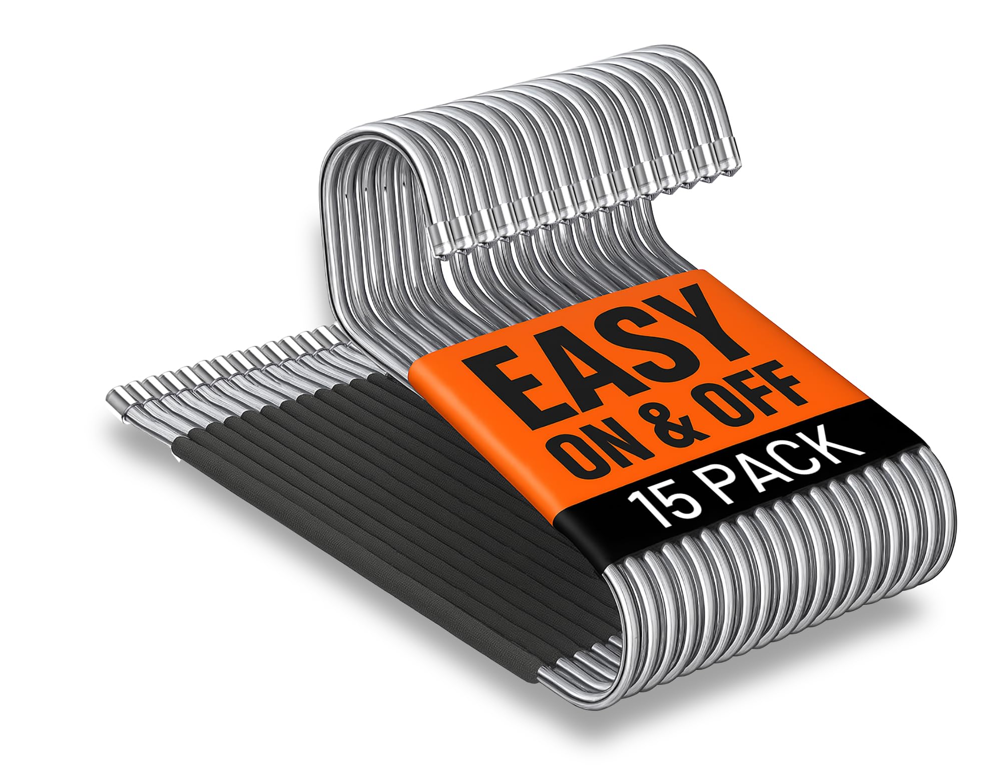 Trouser Hangers, Set of 15 Open-Ended Metal Pants Hangers, Non Slip