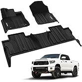 LASFIT Floor Mats for Toyota Tundra 2014-2021 CrewMax Cab, All Weather Custom Fit Floor Liner for Tundra SR5/TRD/Limited TPE Mats Front&Rear 2 Row Car Mats, Black