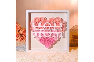 Gifts for Mom from Daughter – Personalized Mom Flower Shadow Box Gift – Custom Heart Dried Flower Frame with Name – Mothers D