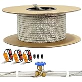 TOPDURE 300' Heat Tape Water Pipes Freeze Protection &amp; Connector Kit *3 | Braided pipe heating cable plus connection kit for residential pipe freeze protection projects.