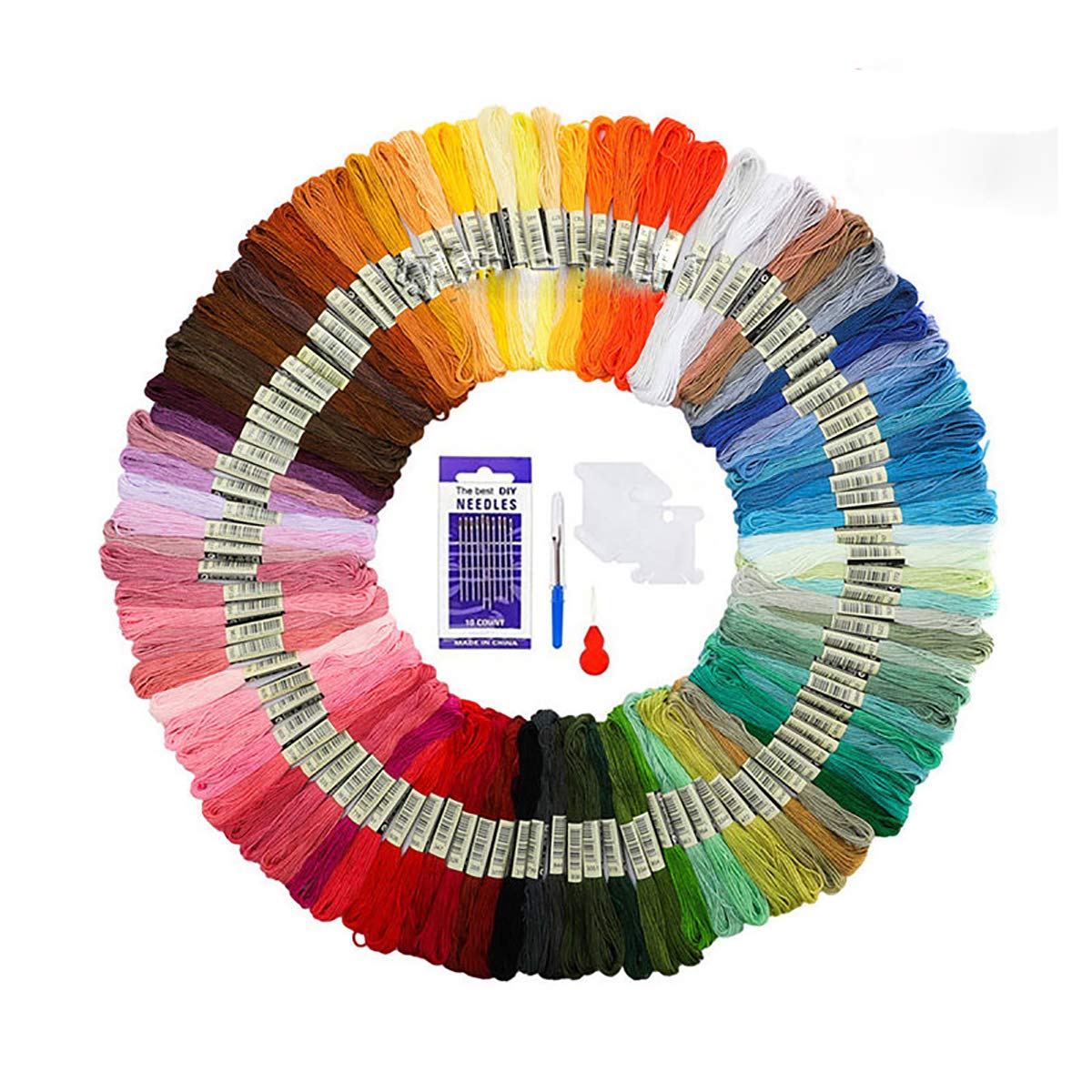 Embroidery Threads 150 Skeins Pack, Embroidery Floss Cross Stitch Threads Crafts Floss with Embroidery Tool Kits Floss Bobbins, Random Color