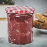 Maison & White Glass Jam Jars Set of 12 Wide Mouth 324ml Red Lids view 6