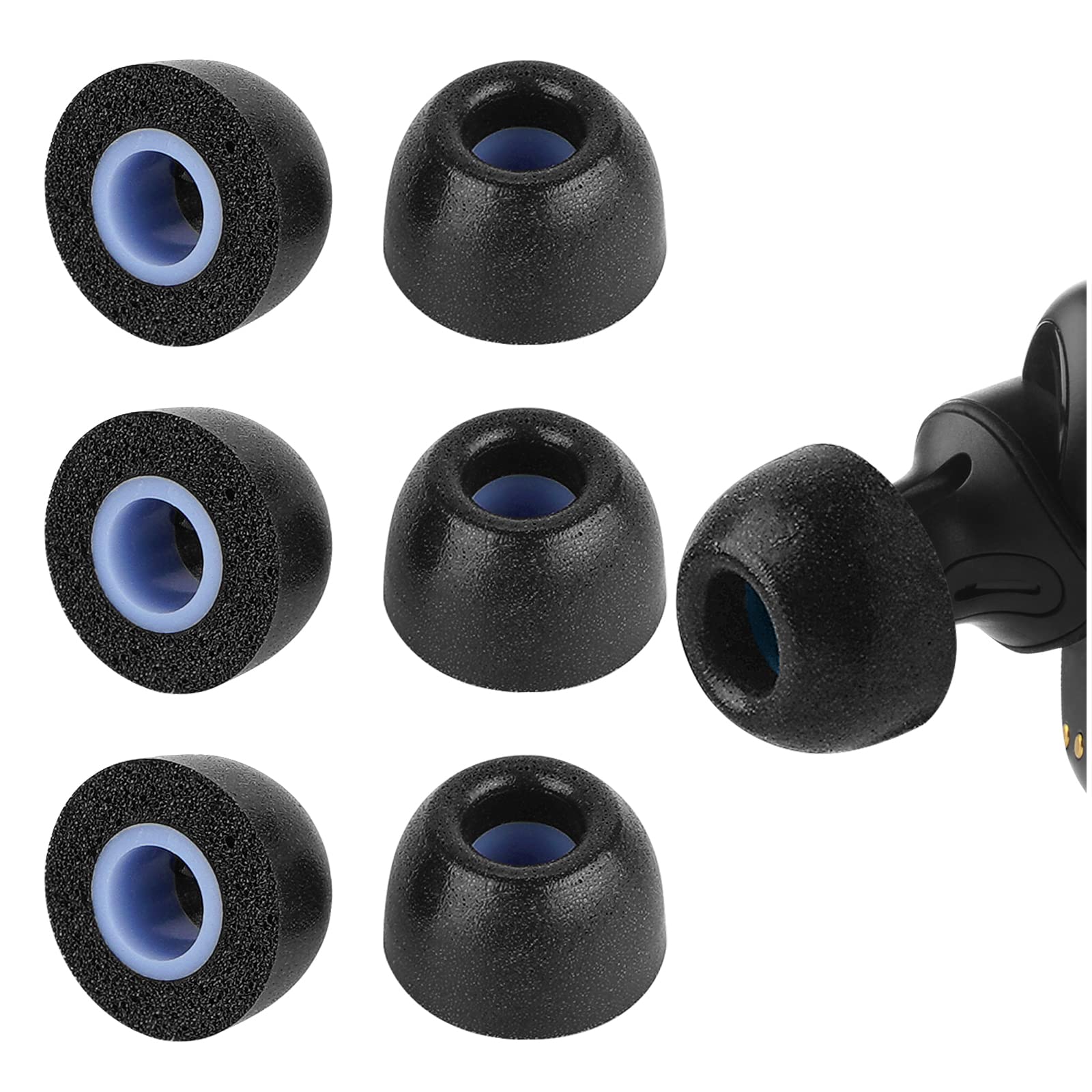 Geekria 3 Pairs Comfort Memory Foam True Wireless Earbuds Ear Tips Compatible with 4.5-6.3mm in-Ear Earphones Nozzle Blocking Noise Foam Tips/Earbud Ear Tips/Tips Eartips (M Size/Short)