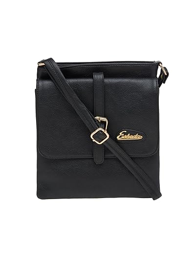ESBEDA Black Solid Pu Synthetic Material Slingbag For Womens