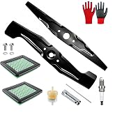 72531-VH7-000 &amp; 72511-VL0-S00 Blades Kit for Honda HRR216 HRX217 Mower | Replacment for Honda HRR216 HRX217 Blades; with 17211-ZL8-000 air filter &amp; fuel filter and spark plug;For Honda mower parts