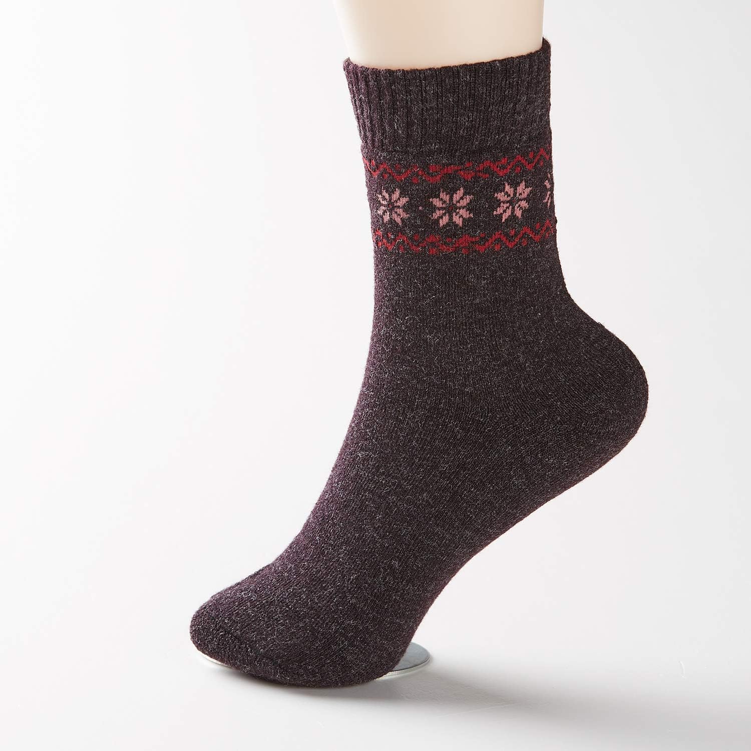 Pack of 4 Winter Warm Wool Socks Hiking Socks Knit Crew Socks for Women Soft and Comfortable: Clothing