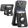 for Magsafe Wallet with Airtag Holder, Magnetic Wallet for iPhone 16/15/14/13/12 Series, 6 Cards Holder, ID Window, Adjustable Stand, Vegan Leather, RFID Blocking, 3 Slots, Black