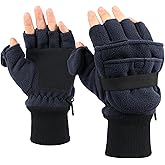 Flammi Men's Convertible Gloves, 3M Thinsulate Thermal Polar Fleece Mittens with Flip-Thumb for Hunting, Hiking, Fishing