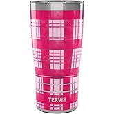 Tervis Traveler Hot Pink Gingham Triple Insulated Tumbler Travel Cup Keeps Drinks Cold & Hot, 20oz, Stainless Steel