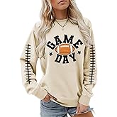 TPXIHAD Game Day Sweatshirt Football Sweatshirts for Women, Letter Print Long Sleeve Pullover Top Game Day Outfits For Women