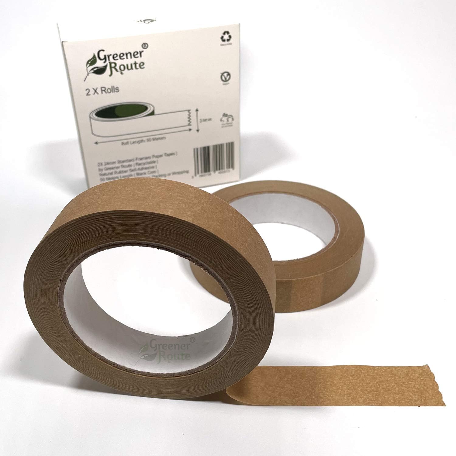 2X Standard Paper Tape 24mm by Greener Route, Brown - Image 4