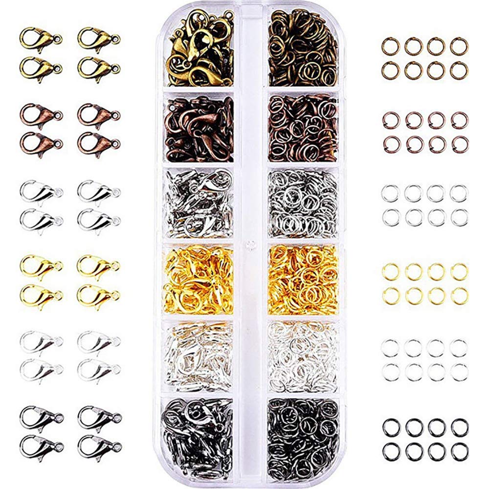 960 Pcs Jewellery Accessory Set, Jewelry DIY Kit, with Lobster Clasps and Open Jump Rings Multicolor for Making Jewelry Crafts (B Type)