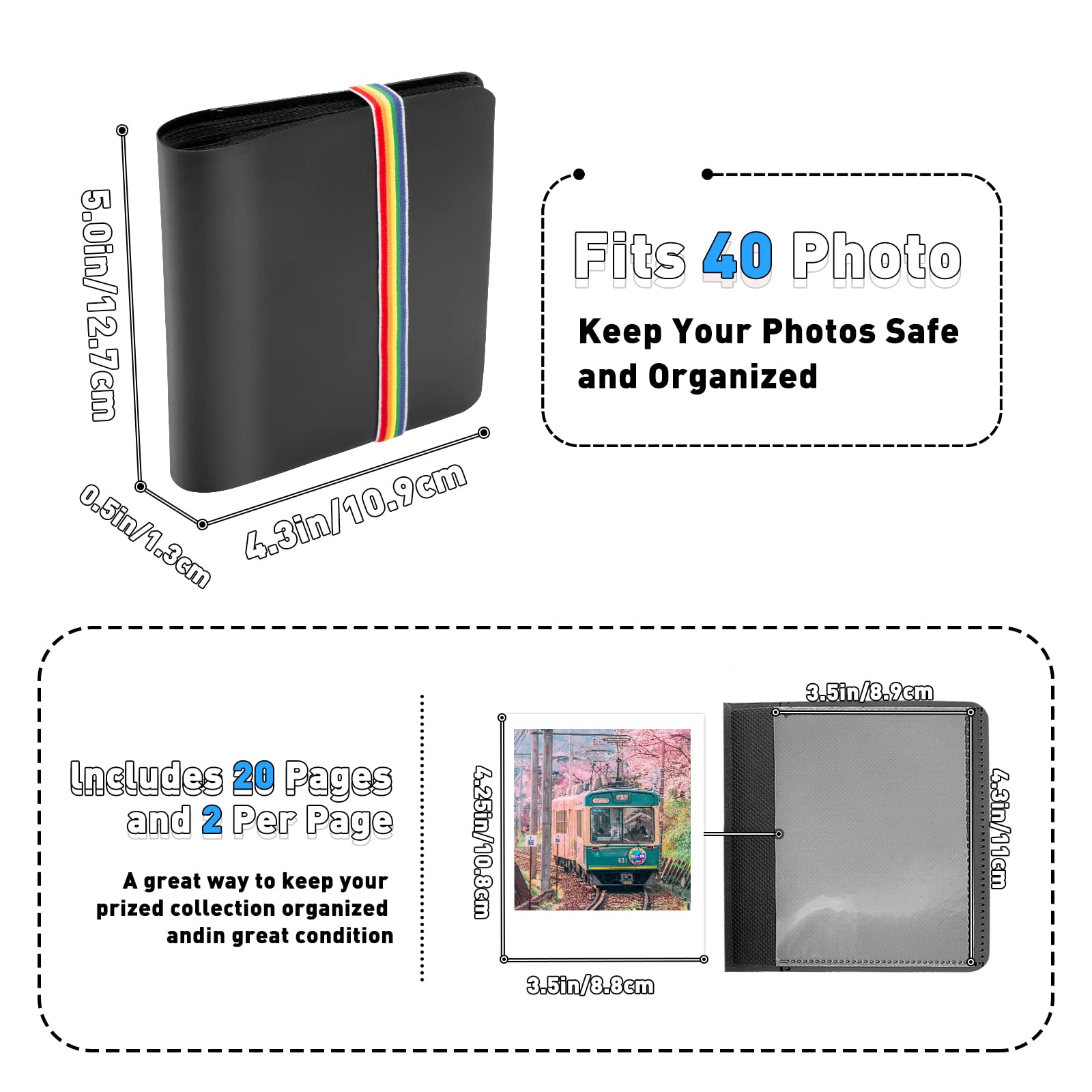 Yinke Case for Polaroid Originals Onestep 2 VF/Now I-Type/OneStep+ Instant Camera, Hard Protective Cover Travel Carrying Storage Bag (Black with Album)