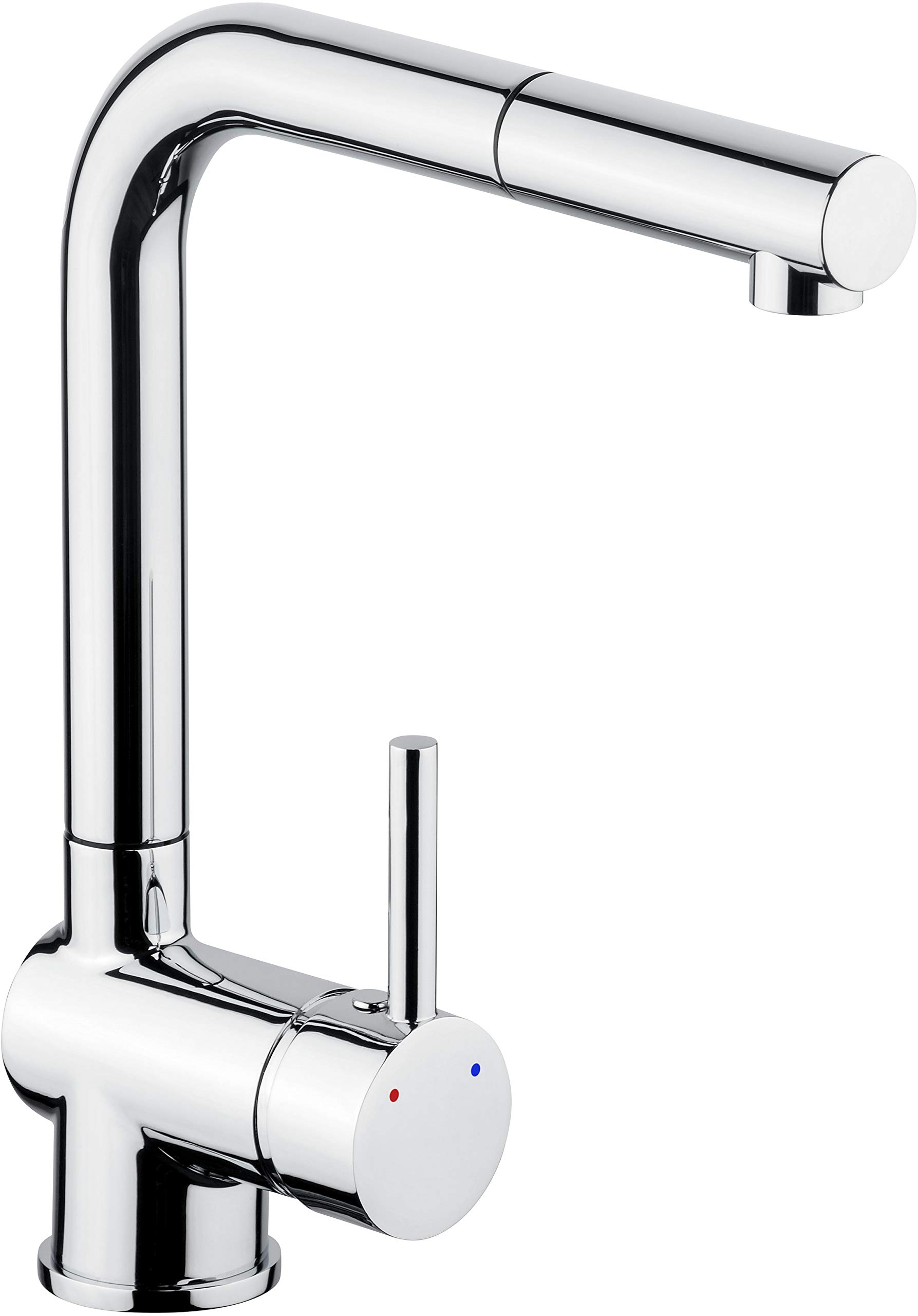 Cornat Livenne LIV53 Single-Lever Sink Fitting Quality Brass Body Chrome-Plated Extendable Hose Spray Head and 360° Pivoting Spout/High-Pressure Kitchen Tap