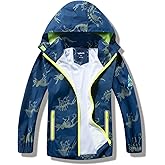 IjnUhb Boys Rain Jacket with Detachable Hood Lightweight Raincoats for Kids