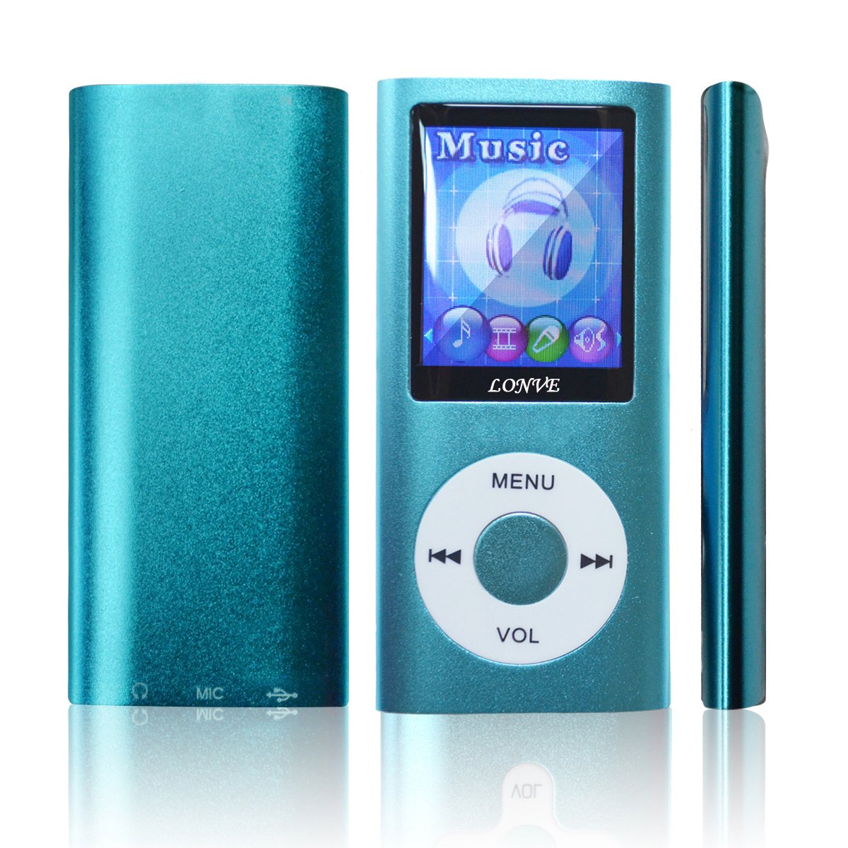 Lonve Music Player 16GB MP4/MP3 Player Blue 1.81'' Screen MP4 Music/Audio/Media Player with FM