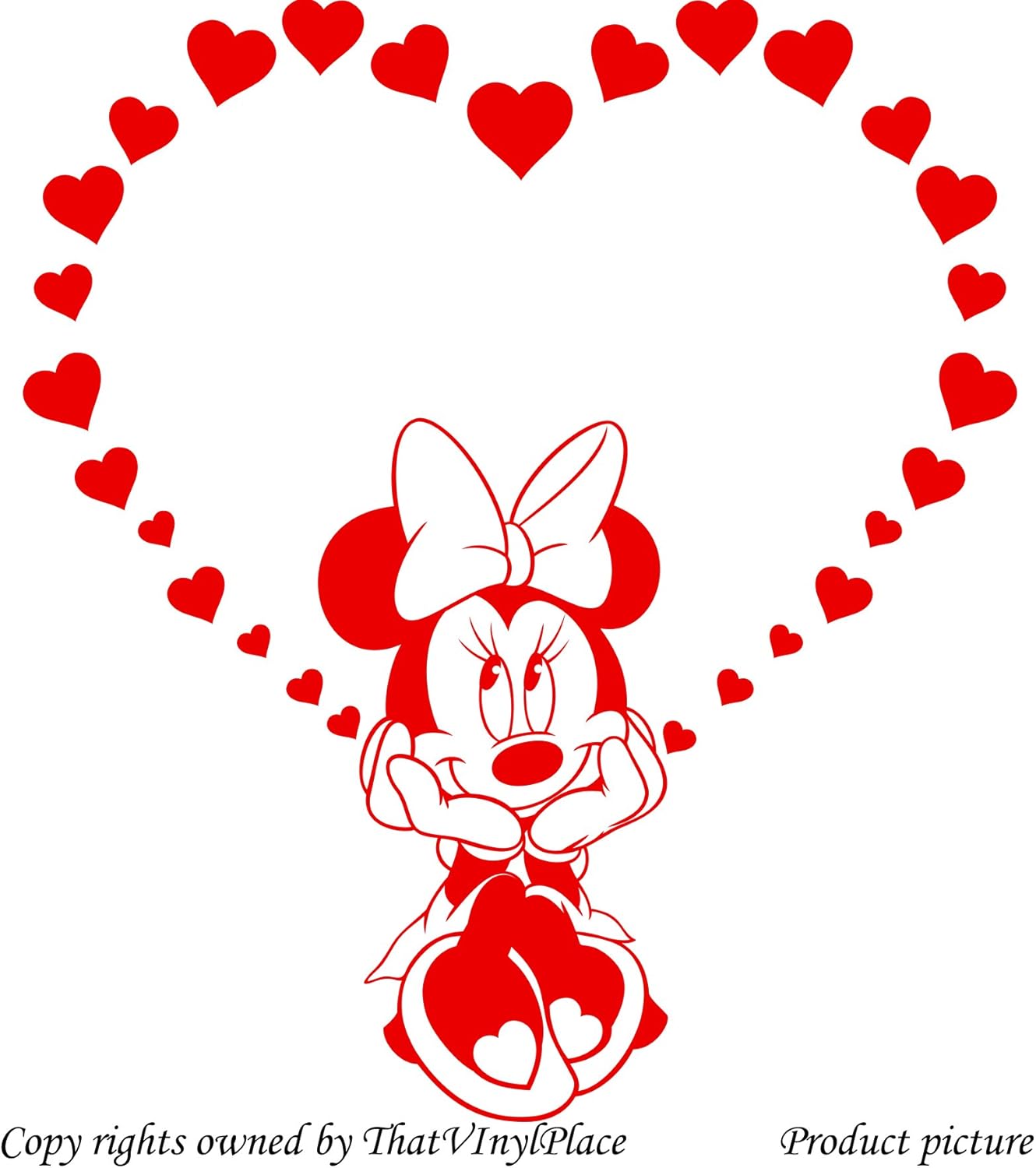 Minnie mouse y corazones 60 cm x 53 cm Color Rojo Disney, diseño de
