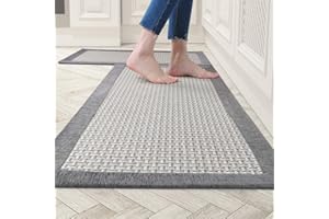 AMOAMI Kitchen Rugs and Mats Non Skid Washable, Absorbent Rug for Kitchen, Large Kitchen Floor Mats for in Front of Sink, 2 PCS Set 20"x32"+20"x48"