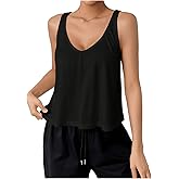 SweatyRocks Women's Flowy Tank Tops V Neck Sleeveless Loose Fit Crop Top