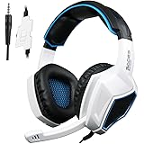 Sades Xbox One PS4 Gaming Headset Over-ear Bass PC Gaming Headphones with Microphone for Mac / PC / Laptop / Xbox 360 - Black/White