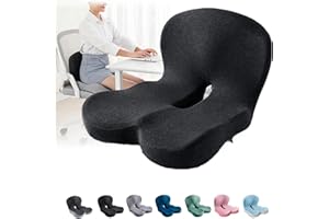 Celinva Orthopedic Cushion, Seat Cushion for Truck Driver, L-Shaped Integrated, with Lumbar Support for Car & Office (Black)