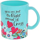 Pavilion Gift Company- Crazy - 18 oz Glass Mug Humor Coffee Caffeine Coffee Tea Cup Mug Friend Bestie Best Friend Gift Kitchenware