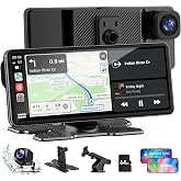 TOGUARDGO 6.86" CarPlay Screen with Dual Dash Cam 2.5K Front 1080P Rear | Apple CarPlay &amp; Android Auto, Mirror Link, Voice Assistant, GPS Navigation &mdash; Access Maps, Music and Calls for Daily Drives