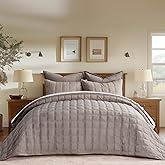 EVERGRACE 3 Pieces Luxurious Velvet Quilt King Size, Ultra Soft Bedspread Coverlet Set, Double Box Stitch Lightweight Velvet Comforter for All Season with 2 Shams, Truffle Taupe, 108"x96"