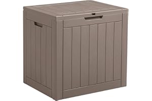 Devoko 31 Gallon Lightweight Resin Deck Box Waterproof Lockable Storage Container for Patio Furniture Accessories and Indoor Outdoor Toys