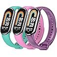 TFXXSJWY 3 Pack Bands for Mi Band 8 Strap/Mi Band 9 Strap Soft Silicone Replacement Sport Wristband for Xiaomi Mi Band 8/9 Watch Band Accessories for Women Men