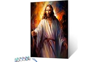 Tucocoo Jesus Christ Paint by Number for Adults Beginner, Easy DIY Oil Painting Kits on Canvas with Brushes and Acrylic Pigment, Holy God Christian Pictures for Home Decor 16x20inch (Frameless)