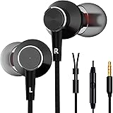 Earbuds, VOHECHS 3.5mm Ergonomic Comfortable Earphones, Wired Hi-Fi in-Ear Sport Headphone with Microphone, Crystal Clear Sound, Noise Canceling, for Smartphone, iOS, Laptop/PC, Samsung (Black)