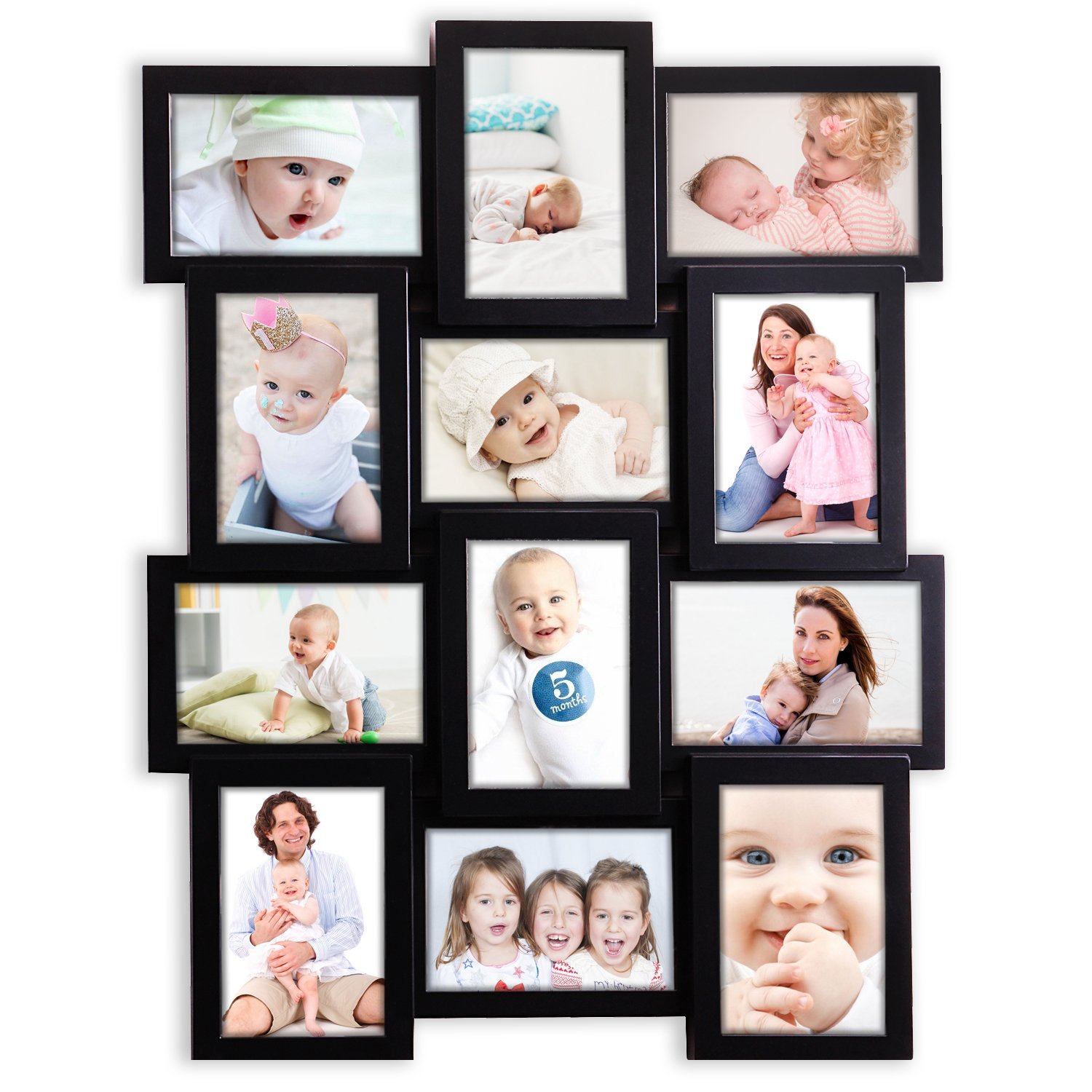 Jerry & Maggie 12 Opening Collage Photo Frame Rustic 23×18 Retro Bronze Finish PVC Picture Frames Selfie Gallery Collage Wall Hanging For 6×4 Photo, Golden