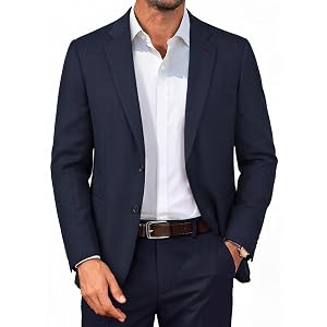 PJ PAUL JONES Mens Blazer Business Lightweight Slim Fit Sport Suit Jacket | Soft stretchy fabric, two buttons, blazer for wed