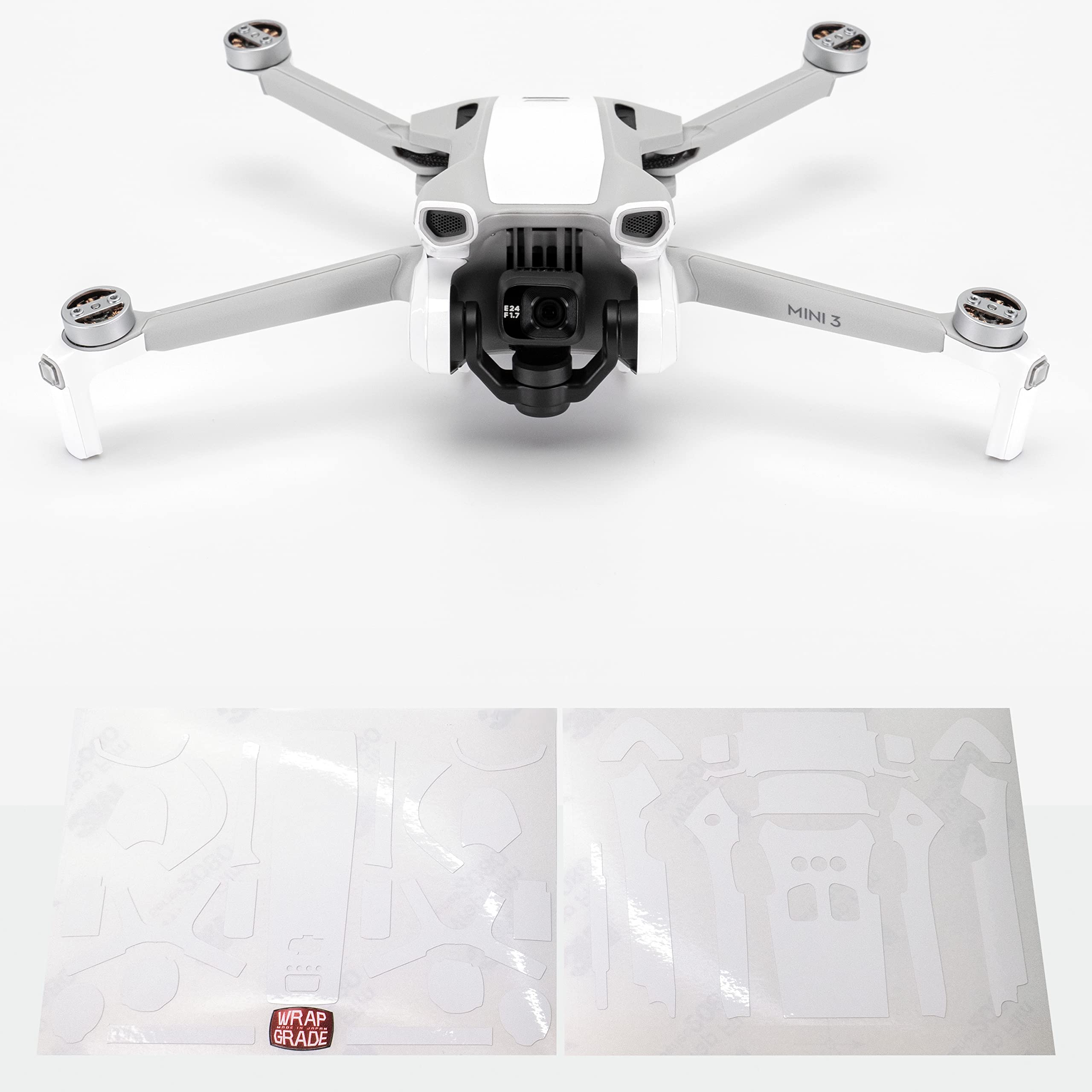 WRAPGRADE Skin Stickers Compatible with DJI Mini 3 | Accent Color (RACING WHITE)