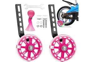 Bike Training Wheels, Flash Mute Wheel, Bicycle Stabiliser Mounted Kit, Kids Training Wheels Compatible 12 14 16 18 20 Inch B