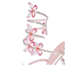 VOZTOLLS Strappy Heels for Women Rhinestone Crystal