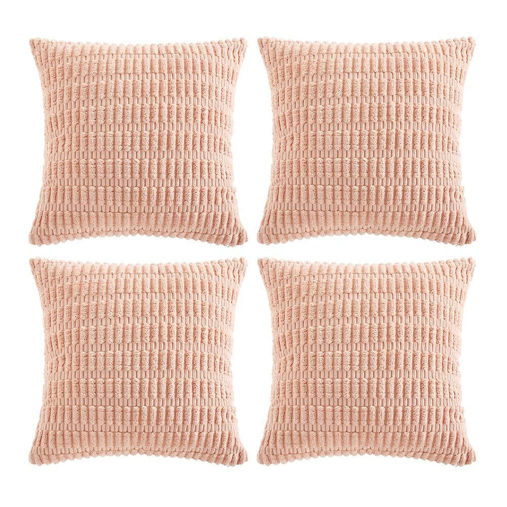 Fancy Homi 4 Packs Boho Pink Decorative Throw Pillow Covers 20x20 Inch for Living Room Couch Bed Sofa, Rustic Modern Farmhouse Home Decor, Soft Plush Corduroy Square Cute Cushion Case 50x50 cm Image Fancy Homi 4 Packs Boho Pink Decorative Throw Pillow Covers 20x20 Inch for Living Room Couch Bed Sofa, Rustic Modern Farmhouse Home Decor, Soft Plush Corduroy Square Cute Cushion Case 50x50 cm Image